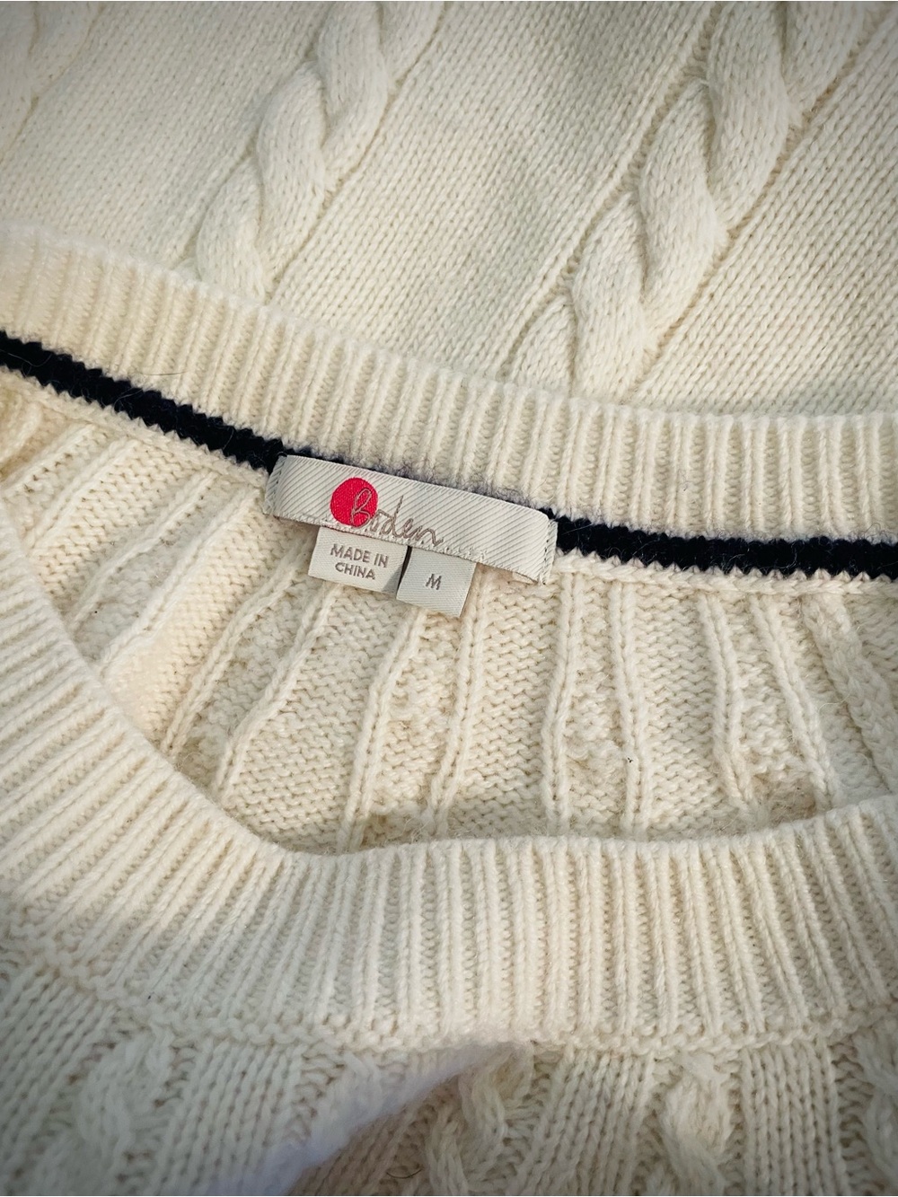 Boden Women’s Sweater Cable Knit Wool Alpaca Blend Ivory Cream Chunky sz M - Picture 3 of 13